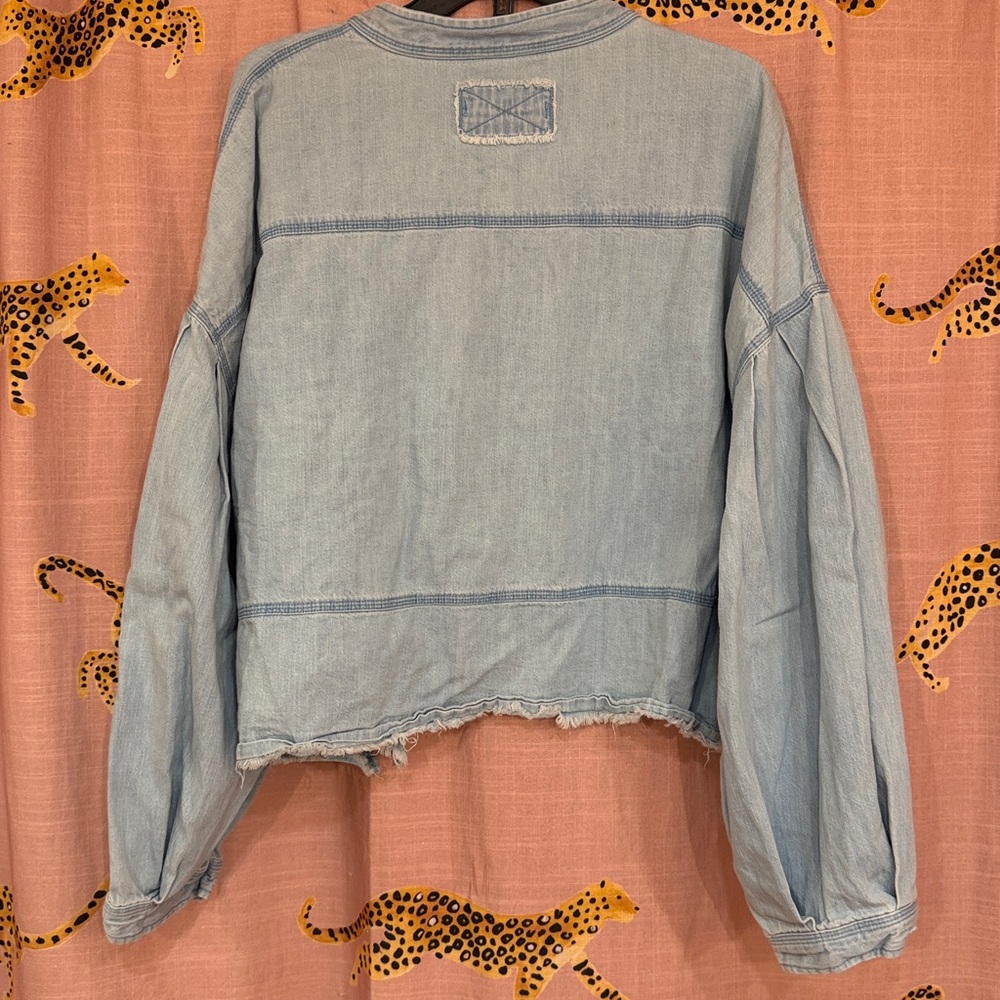 Free People Light Blue Gauze Pullover Top - Picture 10 of 10